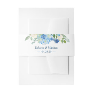 Floral Wedding Light Blue Hydrangea Waterverf Uitnodigingen Wikkel