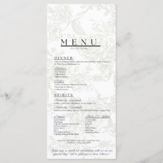 Floral Wedding Menu
