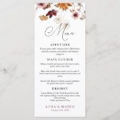 Floral Wedding Menu Burgundy Boho Herfst (Voorkant)