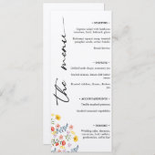 Floral Wedding Menu met minimalistisch verticaal s (Voorkant / Achterkant)