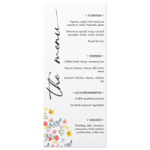Floral Wedding Menu met minimalistisch verticaal s