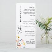 Floral Wedding Menu met minimalistisch verticaal s (Staand voorkant)