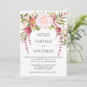 Floral Wedding met roze en groene Waterverf Kaart (Staand voorkant)