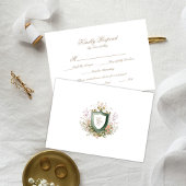 Floral Wedding Monogram Crest RSVP Card Kaartje