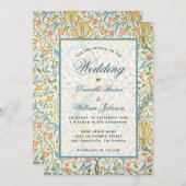Floral Wedding Morris Pattern Elegant Script Kaart (Voorkant / Achterkant)