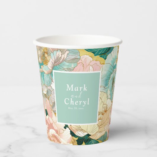 Floral Wedding Papieren Bekers (Voorkant)