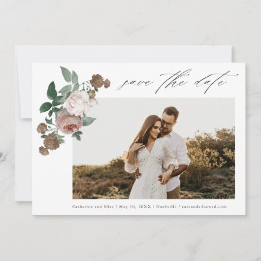 Floral Wedding Photo Save The Date (Voorkant)