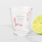 Floral Wedding Pink Magnolia Bride Groom Shot Glas (Achterkant)