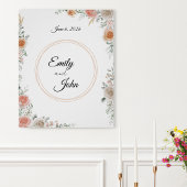 Floral Wedding Poster with Names and Date