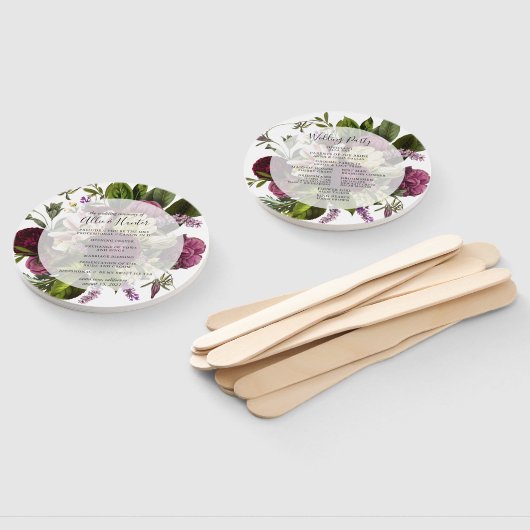 Floral Wedding Program Fan Handwaaier (Niet-gemonteerd)