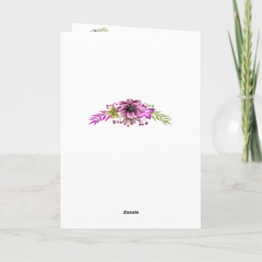 Floral Wedding Programme (roze en groene Waterverf Aankondiging (Achterkant)
