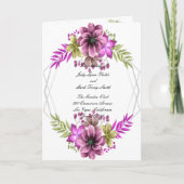 Floral Wedding Programme (roze en groene Waterverf Aankondiging (Voorkant)