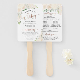 Floral Wedding Programme Waterverf Champagne Peach Handwaaier