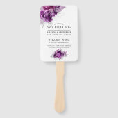 Floral Wedding Programme Waterverf plum and Navy Handwaaier (Voorkant)