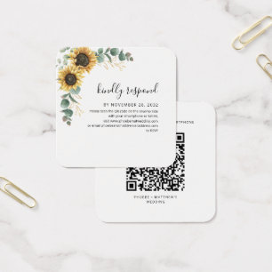 Floral Wedding QR Code RSVP Enclosure Kaart