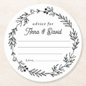 Floral Wedding Reception Advice Card Ronde Kartonnen Onderzetter (Voorkant)