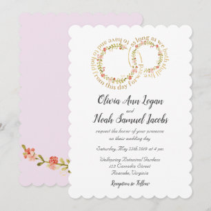 Floral Wedding Ring & Vows Uitnodiging