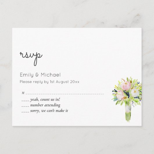 Floral Wedding RSVP Briefkaart (Voorkant)