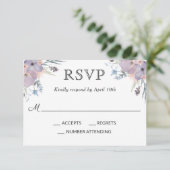 Floral Wedding RSVP Violet Meadow Waterverf (Staand voorkant)