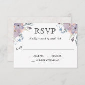 Floral Wedding RSVP Violet Meadow Waterverf (Voorkant / Achterkant)