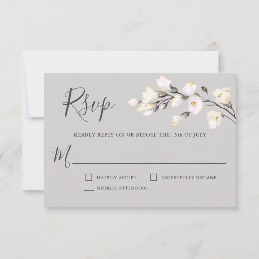 Floral Wedding RSVP witte Waterverf (Voorkant)