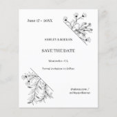 Floral Wedding Save the Date Budget Uitnodiging Flyer (Voorkant)