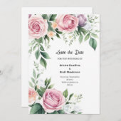 Floral Wedding Save the Date Card (Voorkant / Achterkant)