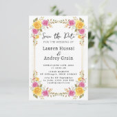 Floral Wedding Save the Date Invitation (Staand voorkant)