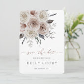 Floral Wedding Save the Date Kaarten (Staand voorkant)