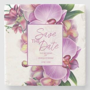 Floral Wedding Save the Date Stenen Onderzetter