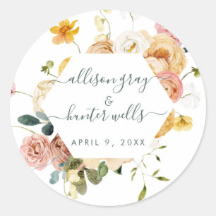 Floral Wedding Seal   Sutton Ronde Sticker