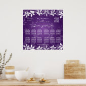 Floral Wedding Seating Chart Exotic Blooms Paars Poster (Keuken)