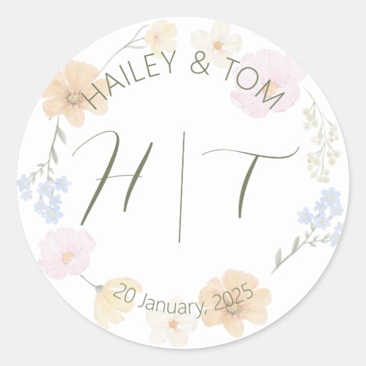 Floral Wedding Sticker (Voorkant)