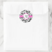  Floral Wedding Stickers met Bright Roze Damask (Tas)