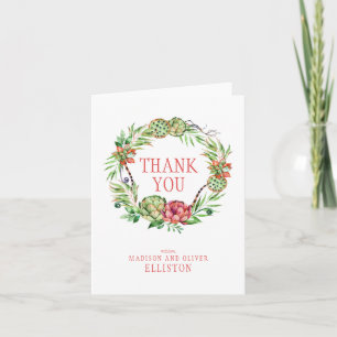 Floral Wedding Succulent Dank u wel Bedankkaart