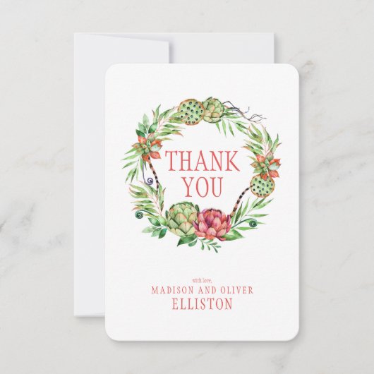 Floral Wedding Succulent | Dank u wel Bedankkaart (Voorkant)
