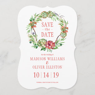 Floral Wedding Succulent Datum opslaan Save The Date