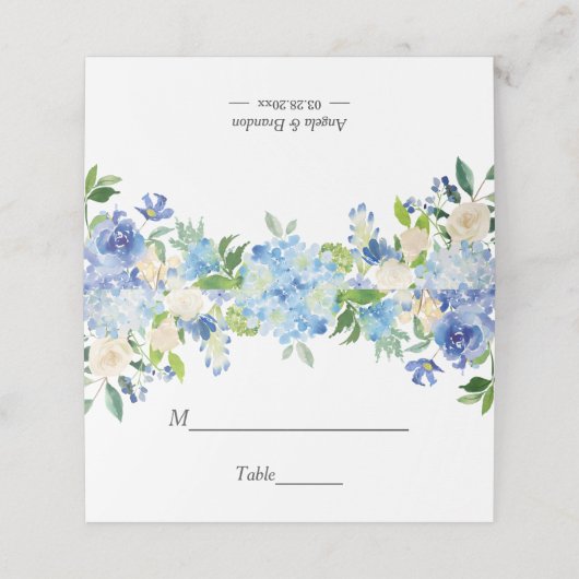 Floral Wedding Table Blue Hydrangea Waterverf (Buitenkant ongevouwen)