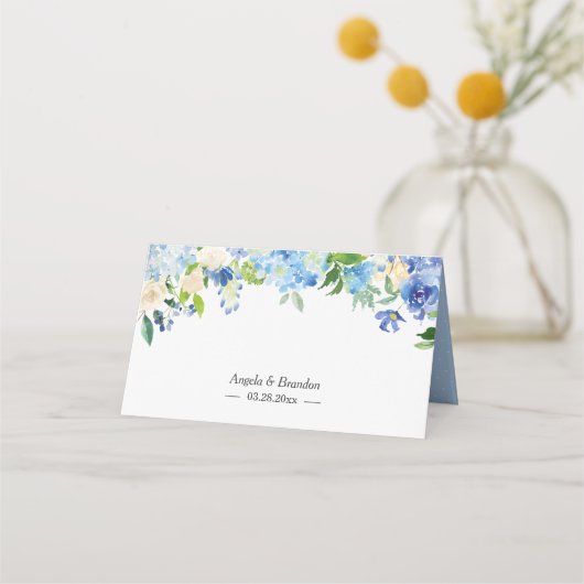 Floral Wedding Table Blue Hydrangea Waterverf (Achterkant)