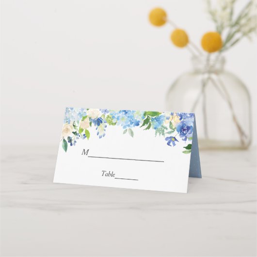 Floral Wedding Table Blue Hydrangea Waterverf (Voorkant)