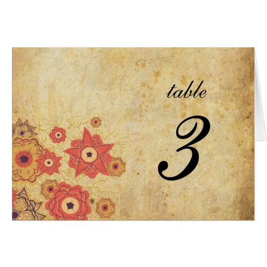 Floral Wedding Table Number (Voorkant Horizontaal)