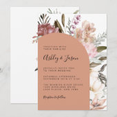 Floral Wedding Terracotta Boho Waterverf Kaart (Voorkant / Achterkant)