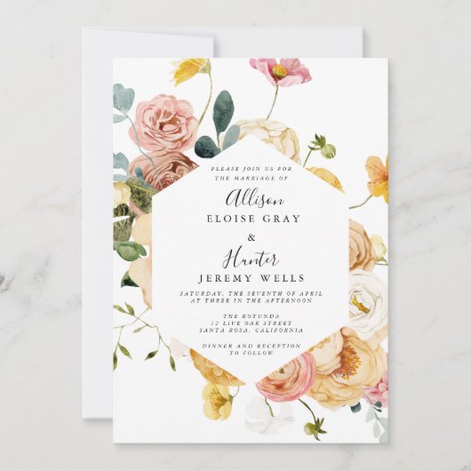 Floral Wedding Uitnodiging | Sutton (Voorkant)