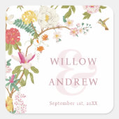  Floral Wedding Vierkante Sticker (Voorkant)