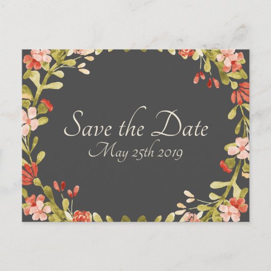 Floral Wedding Vows Save the Date Briefkaart DK Gr (Voorkant)