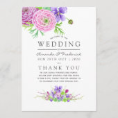 Floral Wedding Waterverf Violet and Plum Programma (Voorkant)