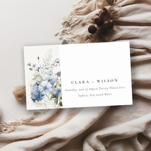 Floral Wedding Website van Dusky Blue Waterverf Informatiekaartje