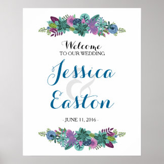 Floral Wedding Welcome Sign 16x20 Poster