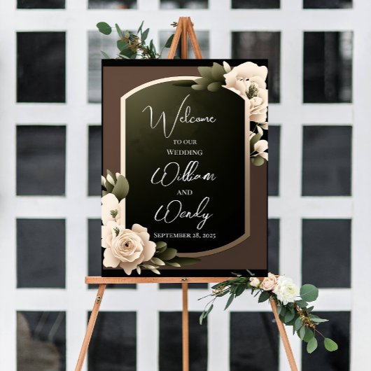 Floral Wedding Welcome Sign Sjabloon Poster