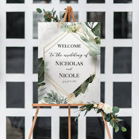 Floral Wedding Welcome Sign Sjabloon Poster